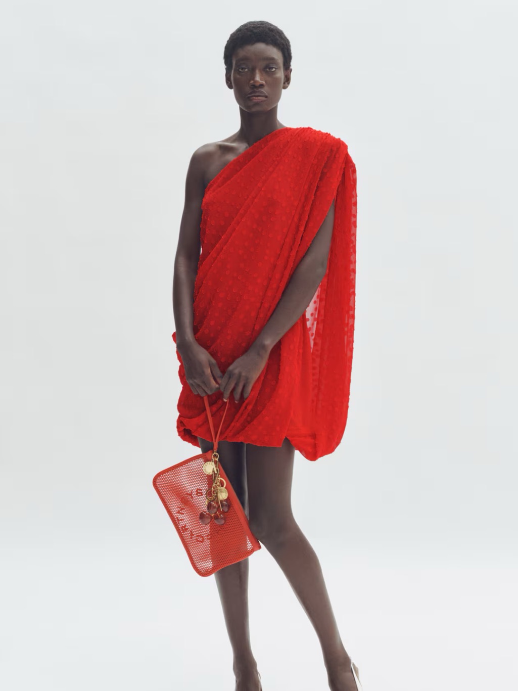 Stella Mccartney - Red One-Shoulder Mini Dress
